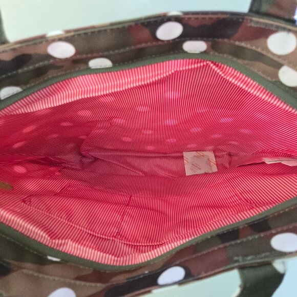 Herschel Supply Co NWT Mica Tote Woodland Camo White Dot Canvas Double Handle - Picture 6 of 8